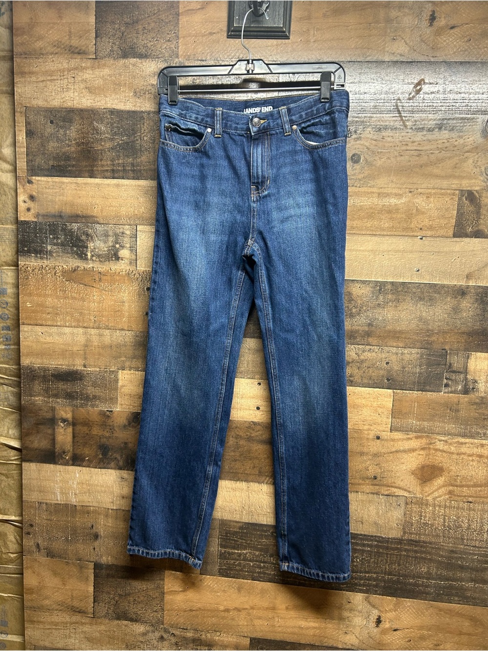 Lands' End Men’s Straight-Leg Indigo Blue Jeans